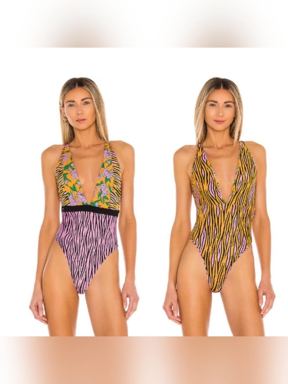 Maaji Vibrant Floral and Zebra Print One Piece Reversible Two Way Swimsuit - Picture 2 of 11